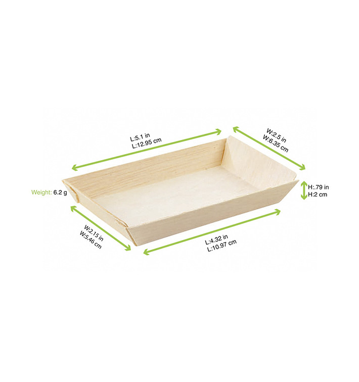 Bandeja de Madera 13x6,5x2cm 125ml (25 Uds) Bandeja de Madera 13x6,5x2cm 125ml (25 Uds)