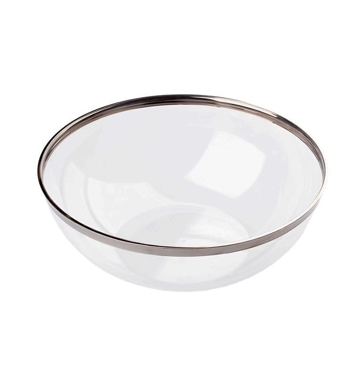 Bol PS Cristal Duro con Ribete Plata 3500ml Ø27cm (40 Uds)
