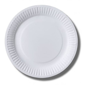 Plato de Papel Biocoated Blanco Ø18 cm (100 Uds)
