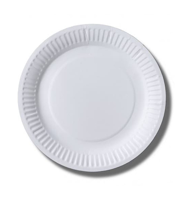 Plato de Papel Biocoated Blanco Ø18 cm (100 Uds)