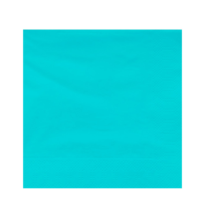 Servilleta Papel Cenefa Turquesa 40x40cm (50 Uds)
