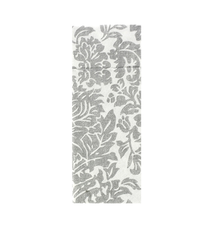 Servilleta Portacubiertos Airlaid  "Versalles" Gris 32x40cm 55g/m² (40 Uds)