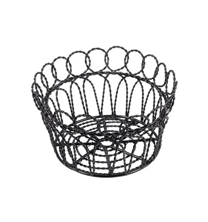 Cesta Redonda de Acero Negro Ø190x100mm (1 Ud)