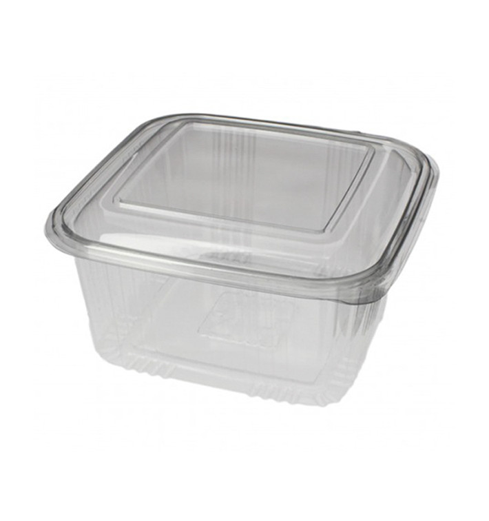 Tarrina Cuadrada Tapa Bisagra PET 1000ml (100 Uds)