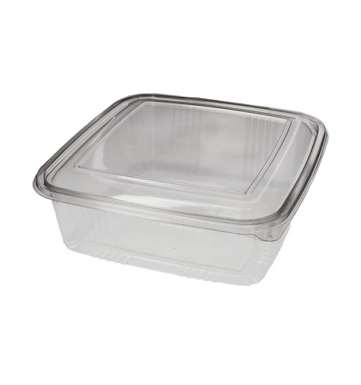 Tarrina Cuadrada Tapa Bisagra PET 1500ml (50 Uds)