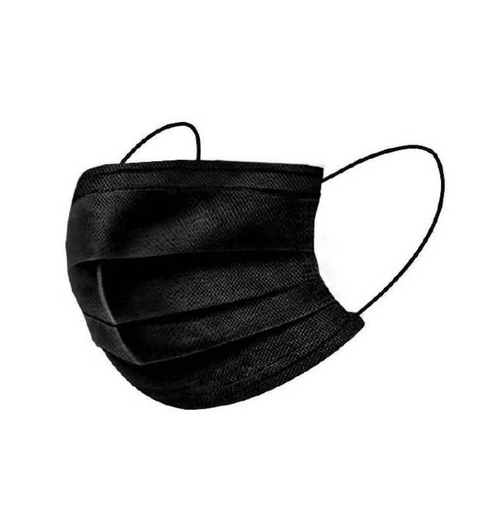 Mascarilla Triple Capa con Gomas Tipo IIR Negro (2000 Uds)