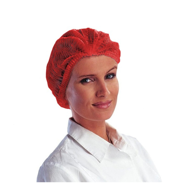 Gorros de Polipropileno Acordeón Rojo 2 gomas Ø53cm (1.000 Uds)