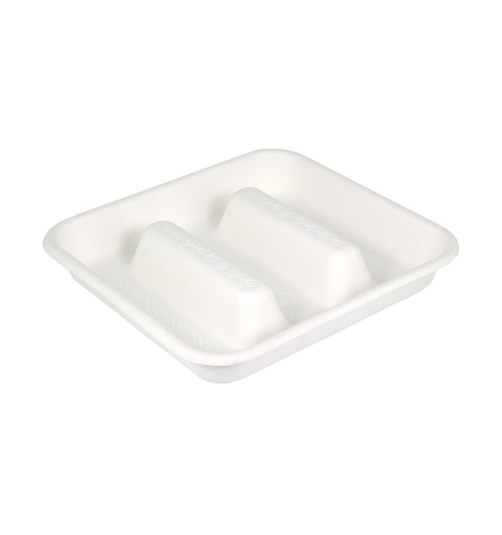 Envase para Tacos de Caña de Azúcar Blanco 18,5x18,5cm (300 Uds)