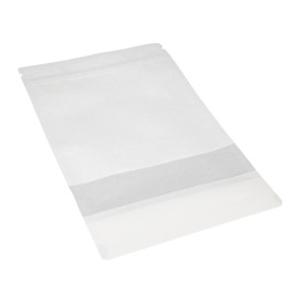 Bolsa Doypack Autocierre Zip y Ventana Blanco 16+8x26cm (50 Uds)