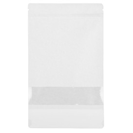 Bolsa Doypack Autocierre Zip y Ventana Blanco 16+8x26cm (50 Uds)