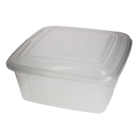 Tarrina Cuadrada Tapa Bisagra PP 2000ml (200 Uds)