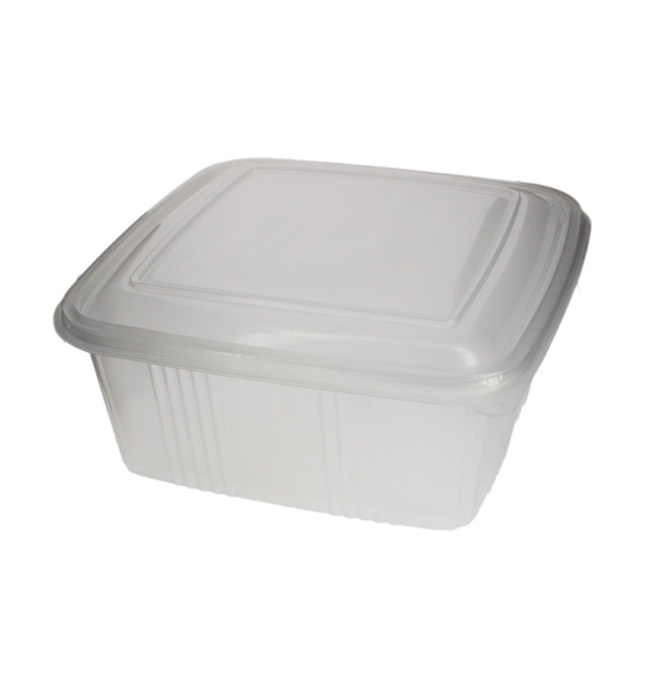 Tarrina Cuadrada Tapa Bisagra PP 2000ml (200 Uds)