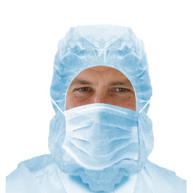 Gorro Integral con Mascarilla de 3 Capas Azul (500 Uds)