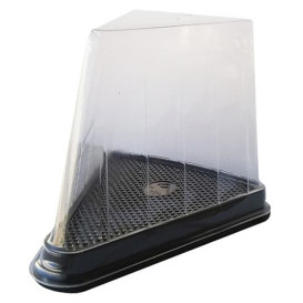 Envase para Porción Tarta Transp. Base Negra (50 Uds)