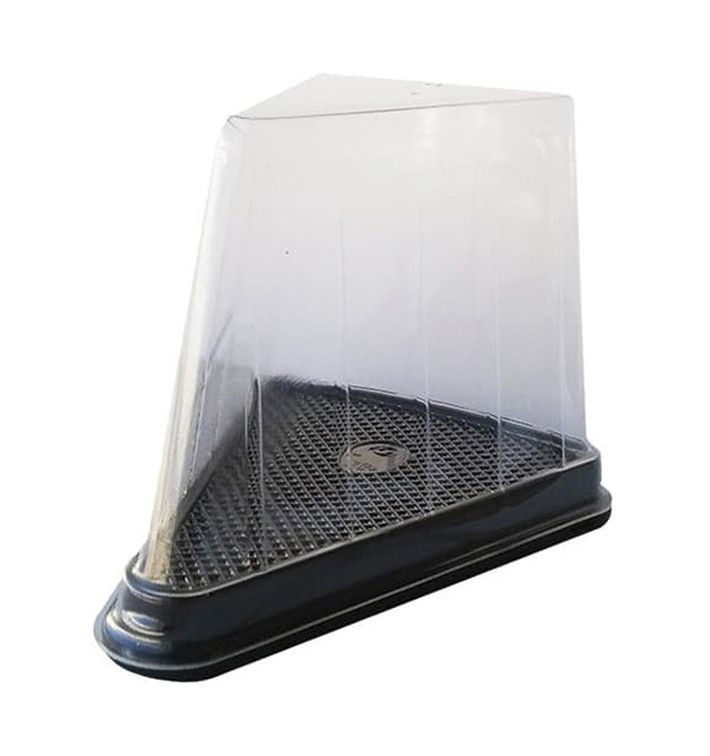 Envase para Porción Tarta Transp. Base Negra (50 Uds)