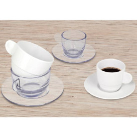 Plato Reutilizable SAN para Taza "Espresso" Transparente 80ml (36 Uds)