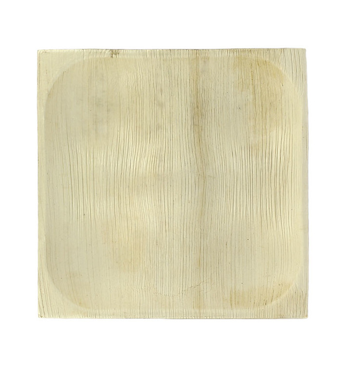 Plato Cuadrado Hoja de Palma 4C 20,5X20,5cm (100 Uds)