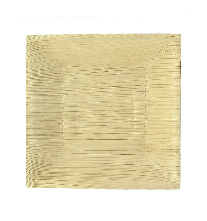 Plato Cuadrado Hoja de Palma 16,5x16,5cm (6 Uds)