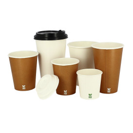 Combo de 50 Vasos Desechables para Cafe Blanco de 16 Oz con Tapa