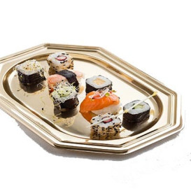   Bandeja de Plastico Catering Octog. Oro 36x24 cm (5 Uds)