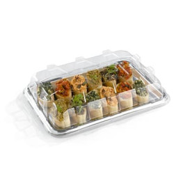 Bandeja Plastico Catering Rectang. Plata 35X24 cm (5 Uds)