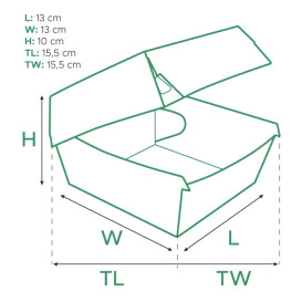 Caja Hamburguesa Mega Kraft Doble Cierre 15,5x15,5x10cm (50 Uds)