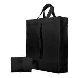 Bolsa Tela TNT PREMIUM Plegable Negra 40+15x40cm (150 Uds)