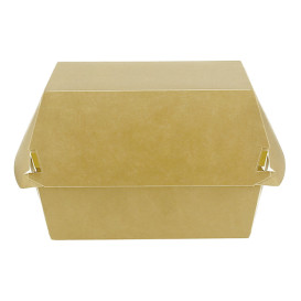 Caja Hamburguesa XXL Kraft Doble Cierre 13x13x9cm (50 Uds)