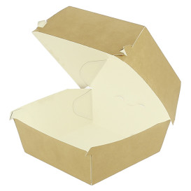 Caja Hamburguesa XXL Kraft Doble Cierre 13x13x9cm (50 Uds)