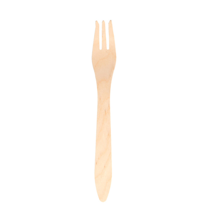 Tenedor de Madera Natural 183mm (100 Uds)