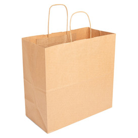 Bolsa Papel Kraft Marron con Asas 90g 32+16x31 cm (50 Uds)
