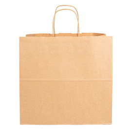 Bolsa Papel Kraft Marron con Asas 90g 32+16x31 cm (50 Uds)