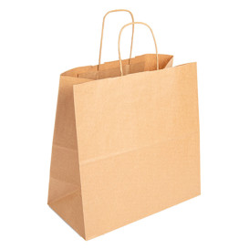 Bolsa Papel Kraft Marron con Asas 90g 32+16x31 cm (250 Uds)