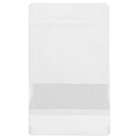 Bolsa Doypack Autocierre Zip y Ventana Blanco 20+10x30cm (500 Uds)