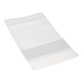 Bolsa Doypack Autocierre Zip y Ventana Blanco 20+10x30cm (500 Uds)