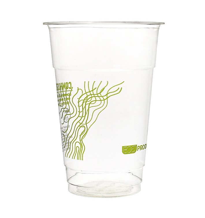 Vaso Almidón de Maíz PLA "Green Stripe" 295ml (50 Uds)
