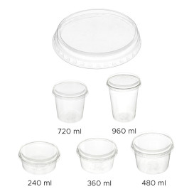 Tapa Tarrina Compostable PLA Transparente 240, 360, 480, 720, 960ml (50 Uds)