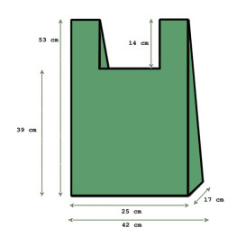 Bolsa Plástico Camiseta 70% Reciclado “Colors” Verde 42x53cm G200 (40 Uds)