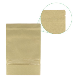 Bolsa Doypack Kraft Autocierre Zip y Ventana 25+12x35cm (50 Uds)