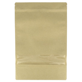 Bolsa Doypack Kraft Autocierre Zip y Ventana 20+10x30cm (50 Uds)