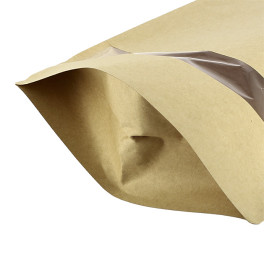 Bolsa Doypack Kraft Autocierre Zip y Ventana 20+10x30cm (50 Uds)