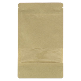Bolsa Doypack Kraft Autocierre Zip y Ventana 12+6x20cm (50 Uds)