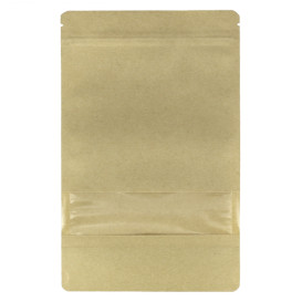 Bolsa Doypack Kraft Autocierre Zip y Ventana 16+8x26cm (50 Uds)