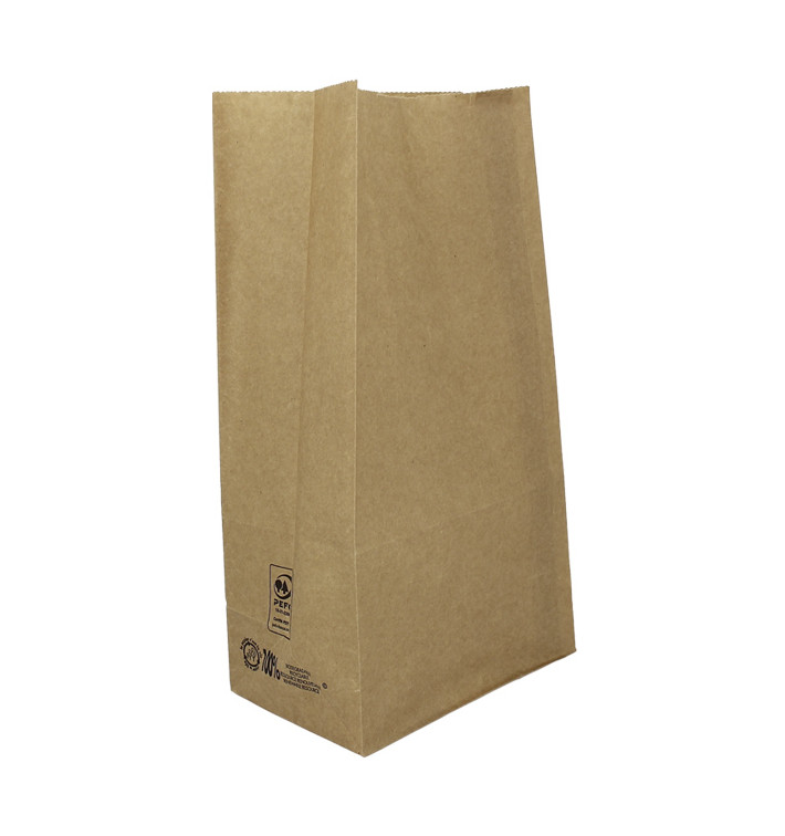 Bolsa de Papel Sin Asas Kraft Marron 45g/m² 15+9x28cm (25 Uds)