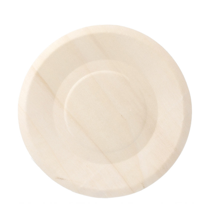 Plato de Madera Redondo Ø15,5cm (50 Uds)