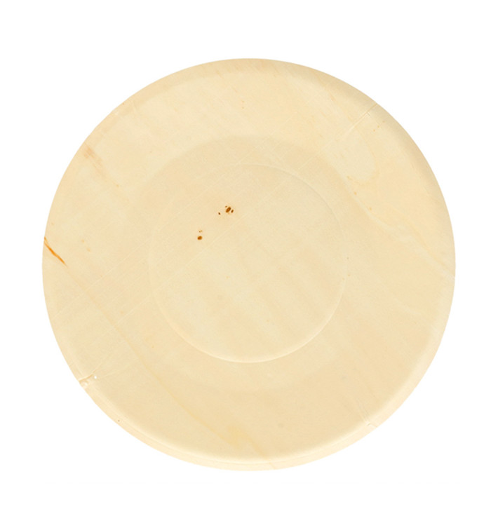Plato de Madera Redondo Ø21,5cm (250 Uds)