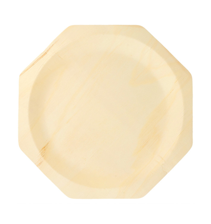 Plato de Madera Octogonal 260mm (50 Uds)