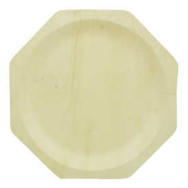 Plato de Madera Octogonal 260mm (50 Uds)