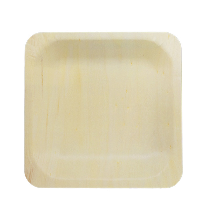 Plato de Madera Cuadrado 14x14cm (50 Uds)