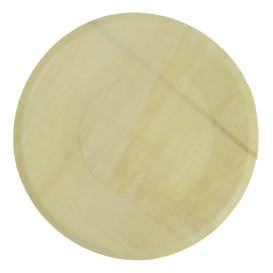 Plato de Madera Redondo Ø21,5cm (50 Uds)